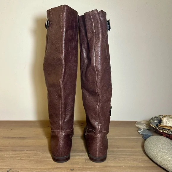 Calvin Klein Dark Brown Leather Knee-High Boots - Picture 5 of 6